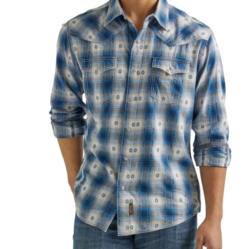 Wrangler Retro Men’s XXL long Sleeve Snap Shirt Navy